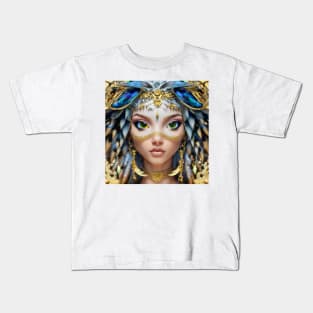 Portrait of Beautiful Owl Goddess Kids T-Shirt